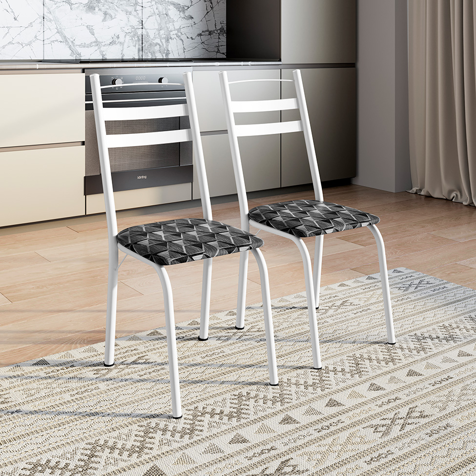 Conjunto com 2 Cadeiras Peters Revestimento Sintético Silver e Branco
