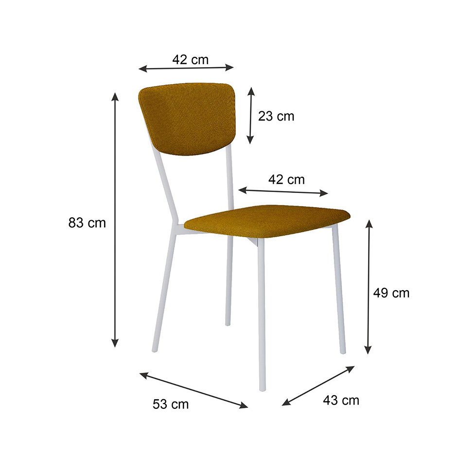Conjunto com 2 Cadeiras Retrô Poliéster Amarelo e Branco