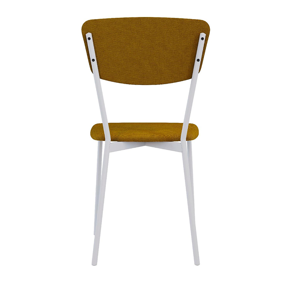 Conjunto com 2 Cadeiras Retrô Poliéster Amarelo e Branco