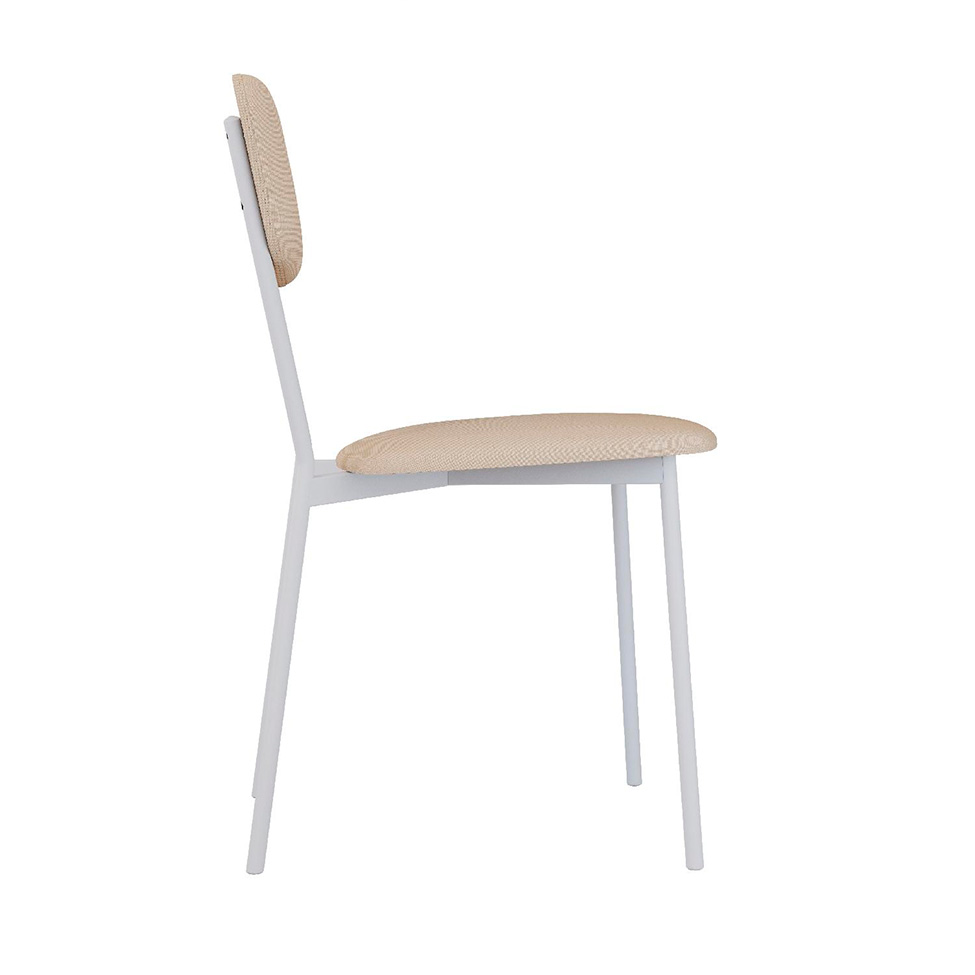 Conjunto com 2 Cadeiras Retrô Poliéster Areia e Branco