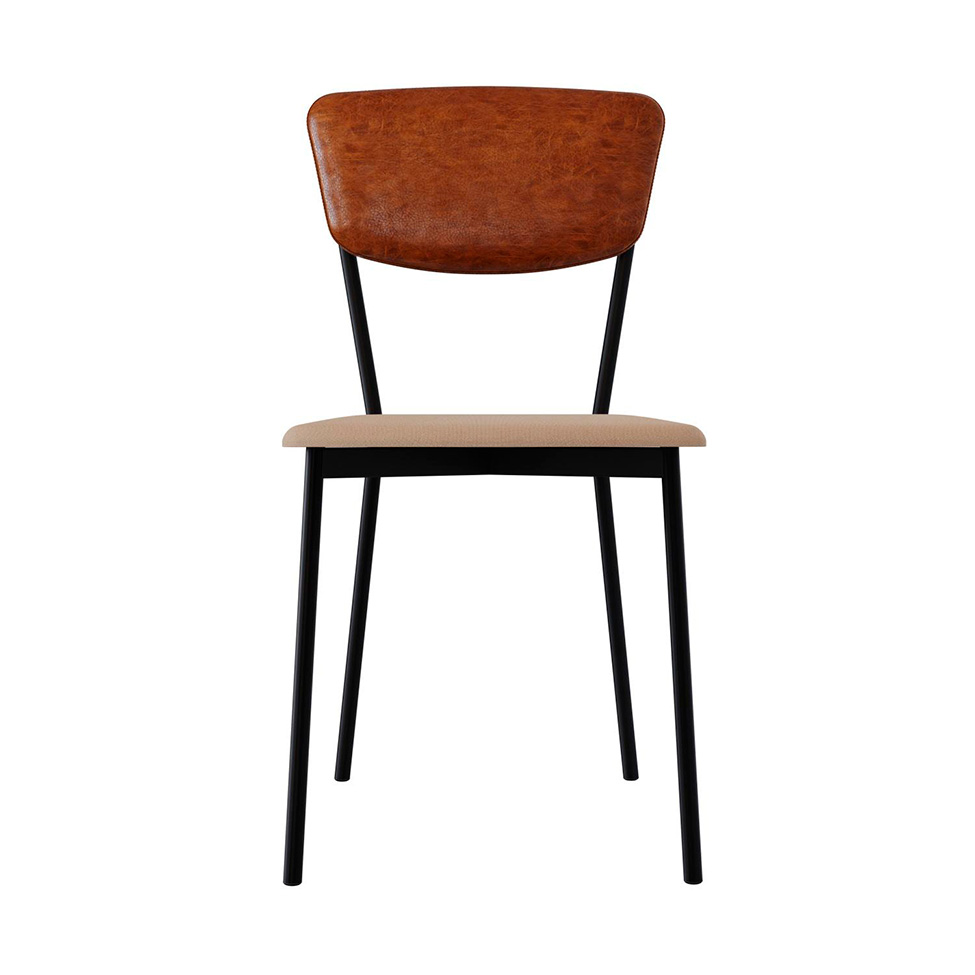 Conjunto com 2 Cadeiras Retrô Poliéster Areia e Caramelo com Preto