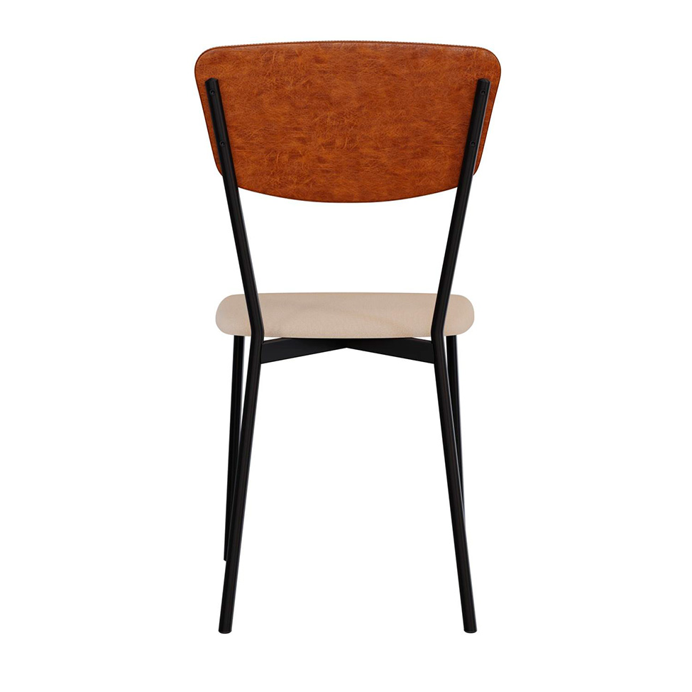 Conjunto com 2 Cadeiras Retrô Poliéster Areia e Caramelo com Preto