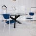 Conjunto com 2 Cadeiras Retrô Poliéster Azul e Branco