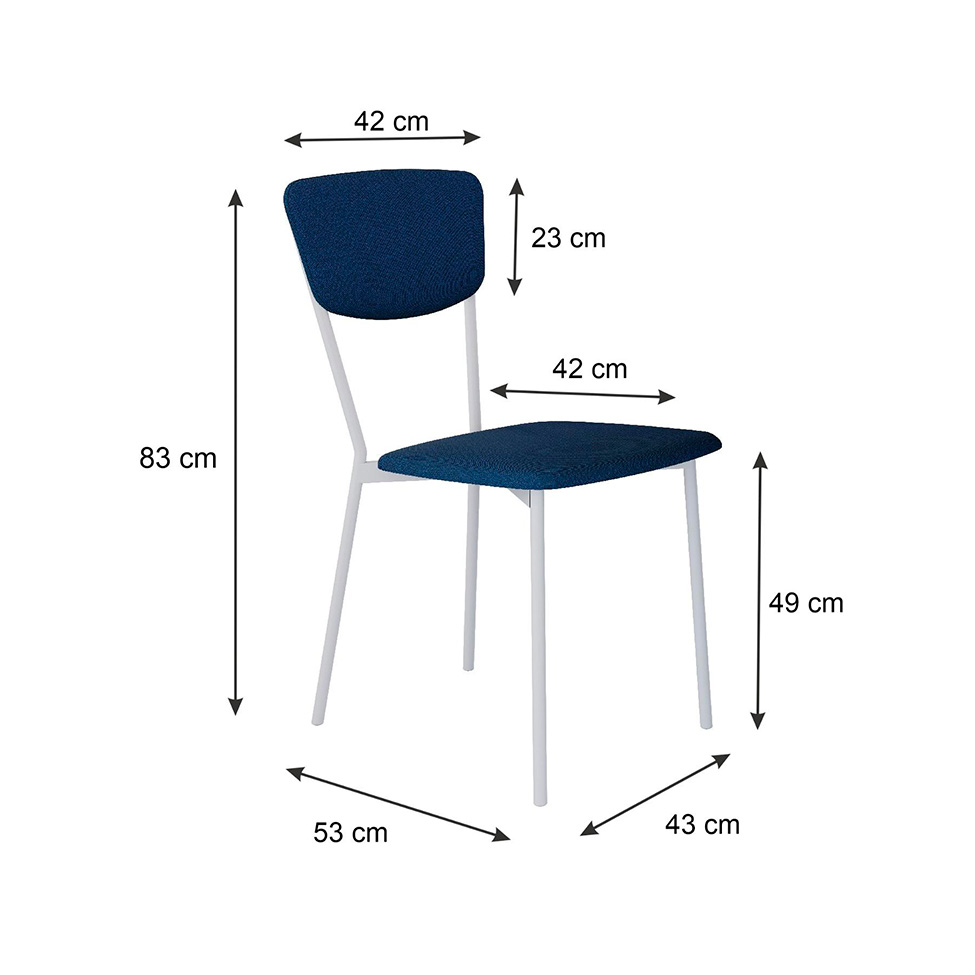 Conjunto com 2 Cadeiras Retrô Poliéster Azul e Branco