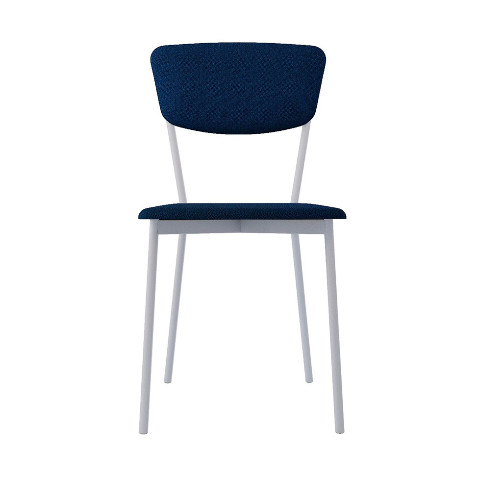 Conjunto com 2 Cadeiras Retrô Poliéster Azul e Branco