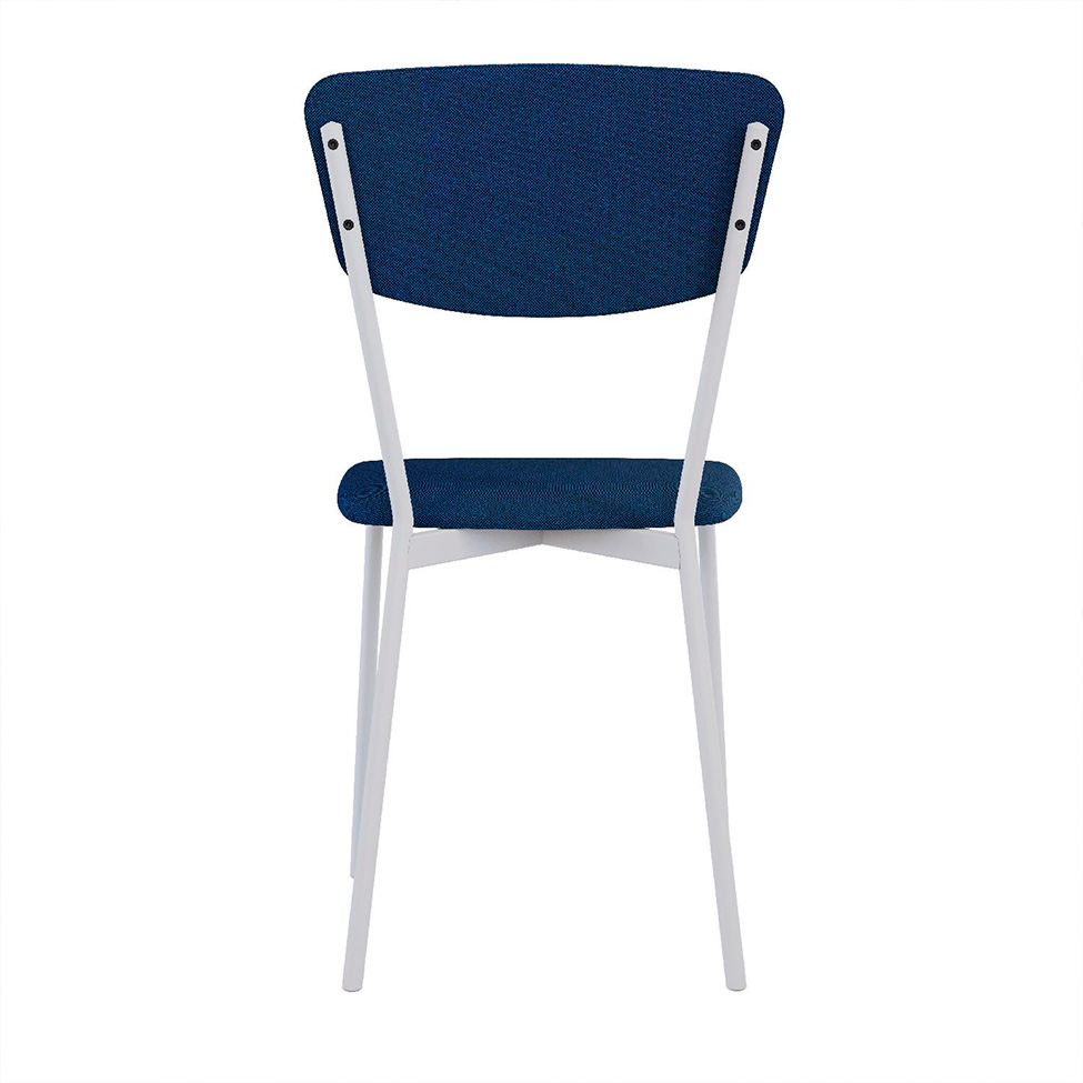 Conjunto com 2 Cadeiras Retrô Poliéster Azul e Branco