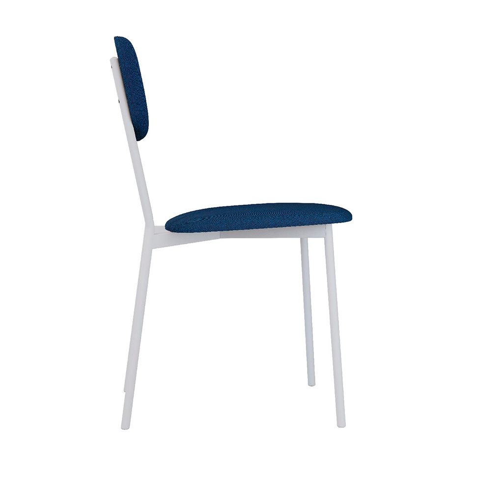 Conjunto com 2 Cadeiras Retrô Poliéster Azul e Branco