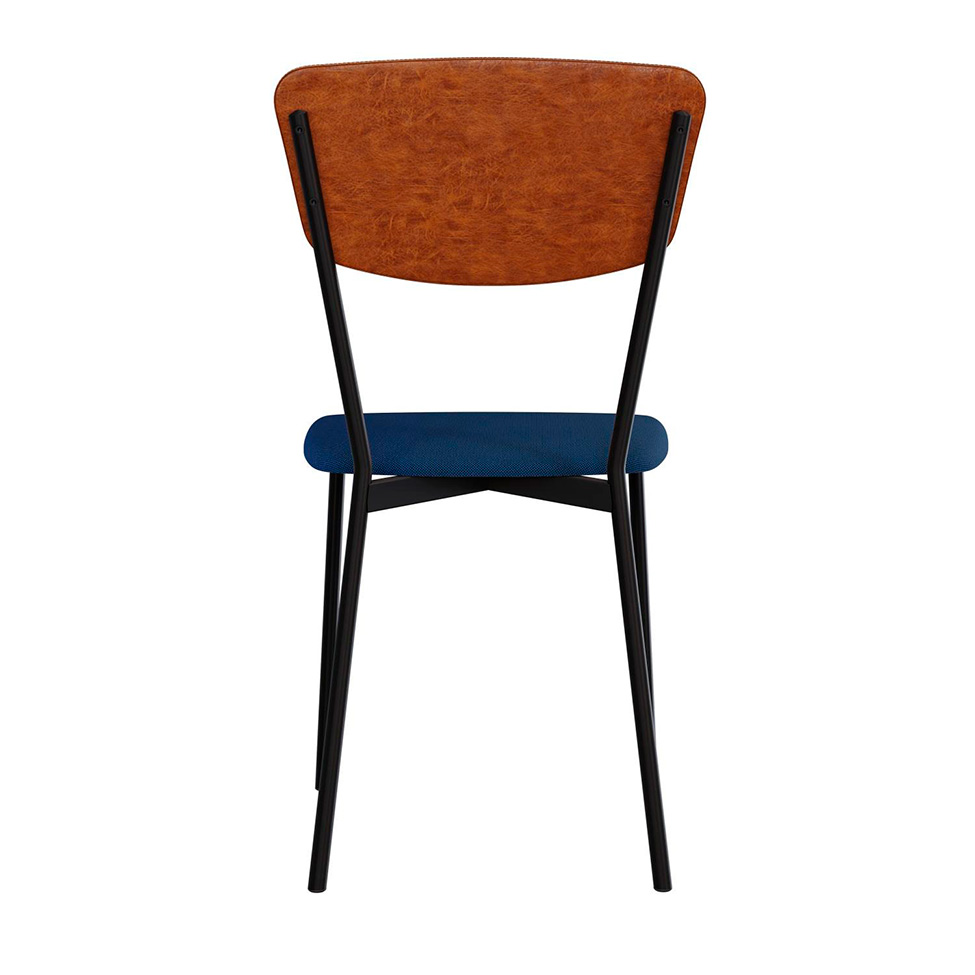 Conjunto com 2 Cadeiras Retrô Poliéster Azul e Caramelo