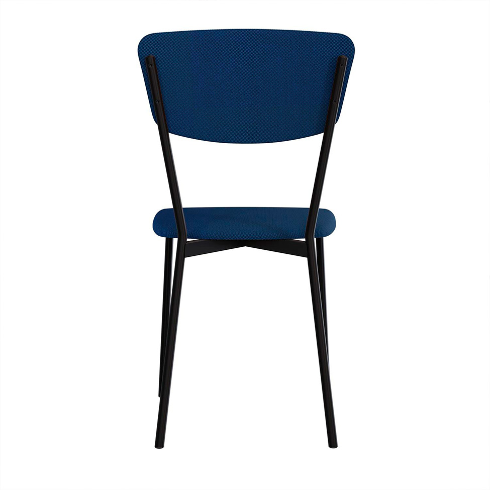 Conjunto com 2 Cadeiras Retrô Poliéster Azul e Preto