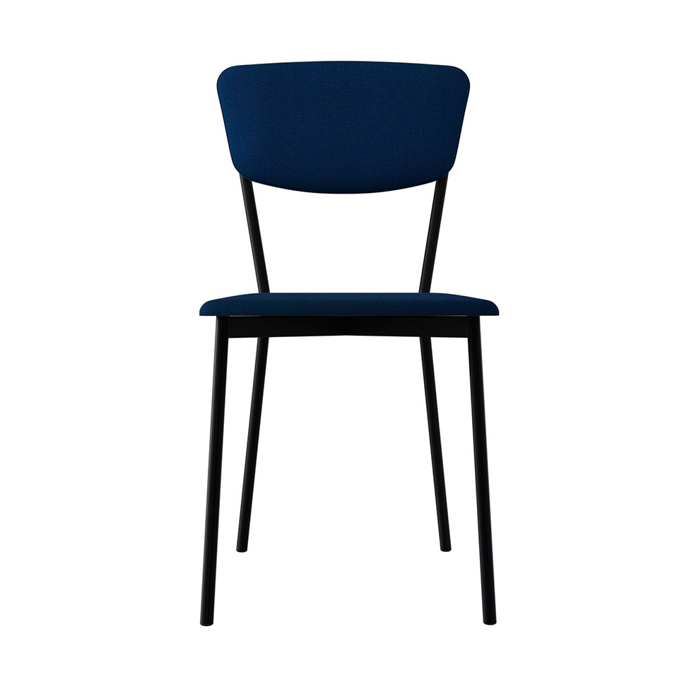 Conjunto com 2 Cadeiras Retrô Poliéster Azul e Preto