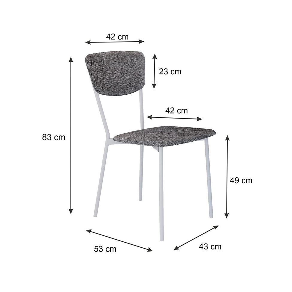Conjunto com 2 Cadeiras Retrô Poliéster Prata e Branco