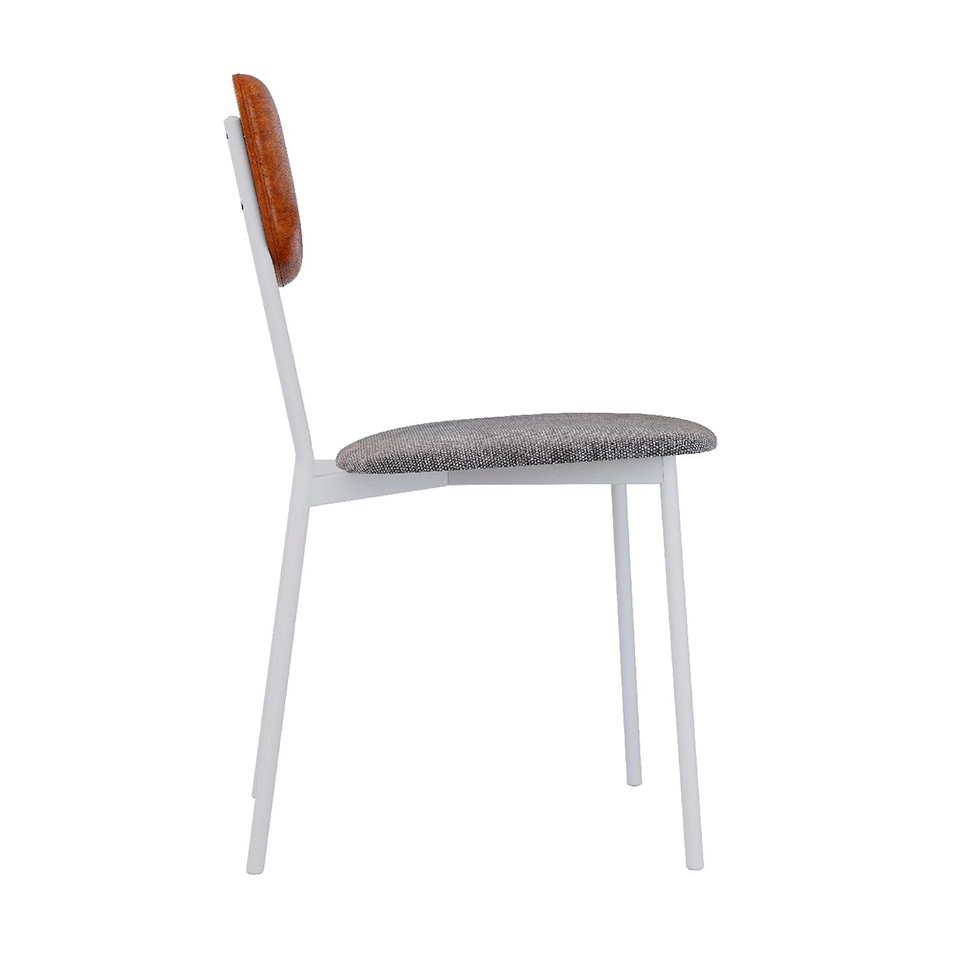Conjunto com 2 Cadeiras Retrô Poliéster Prata e Caramelo com Branco