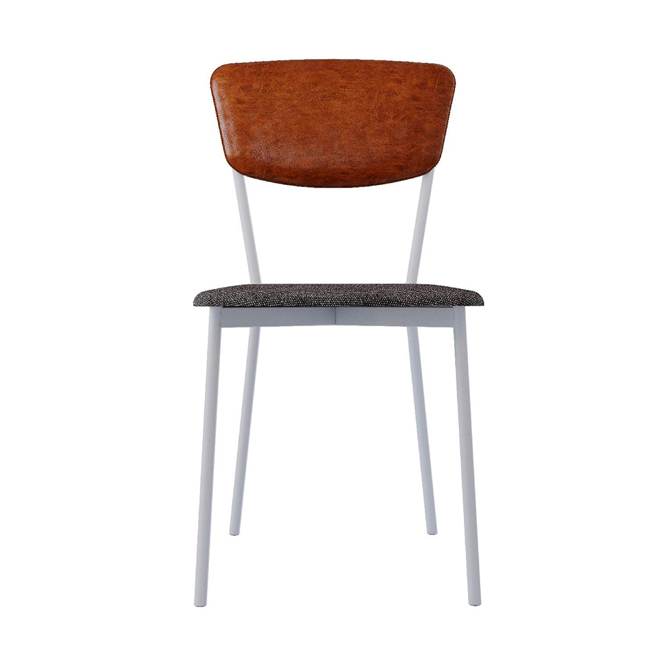 Conjunto com 2 Cadeiras Retrô Poliéster Prata e Caramelo com Branco
