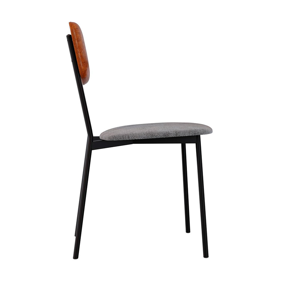 Conjunto com 2 Cadeiras Retrô Poliéster Prata e Caramelo com Preto