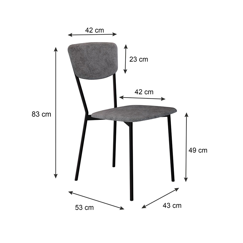Conjunto com 2 Cadeiras Retrô Poliéster Prata e Preto