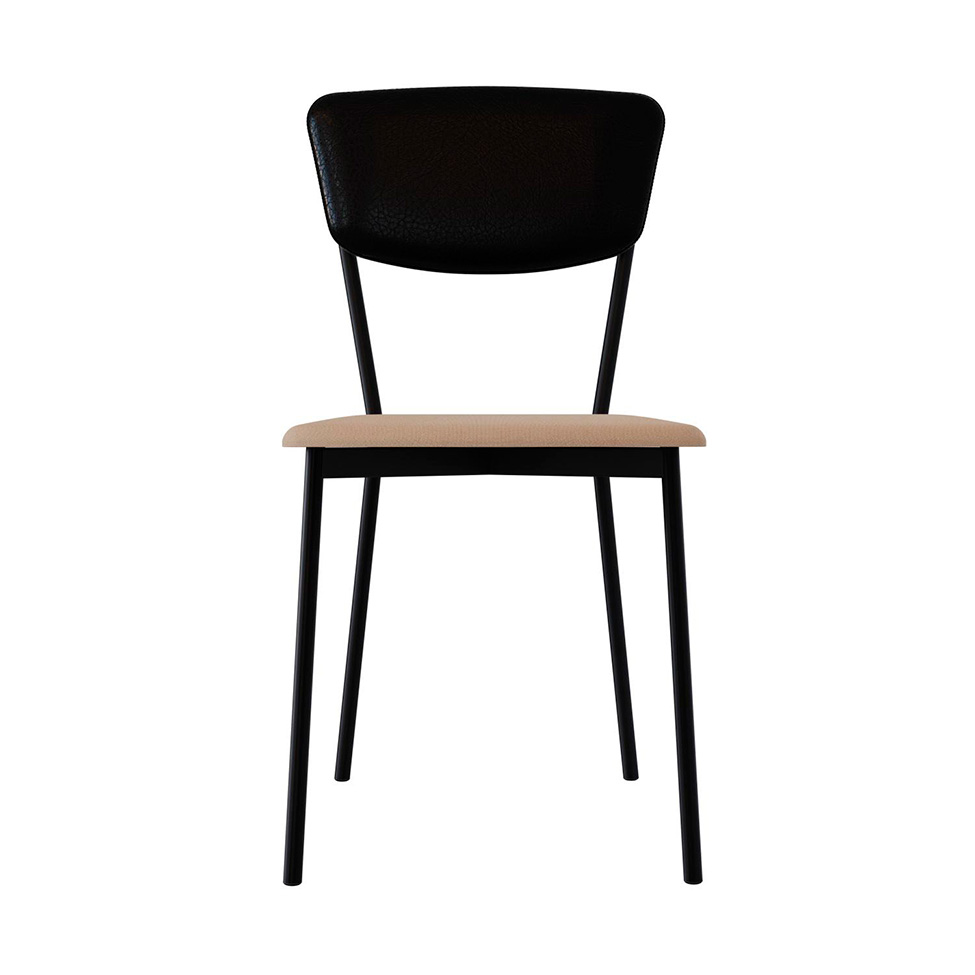 Conjunto com 2 Cadeiras Retrô Poliéster Preto e Areia