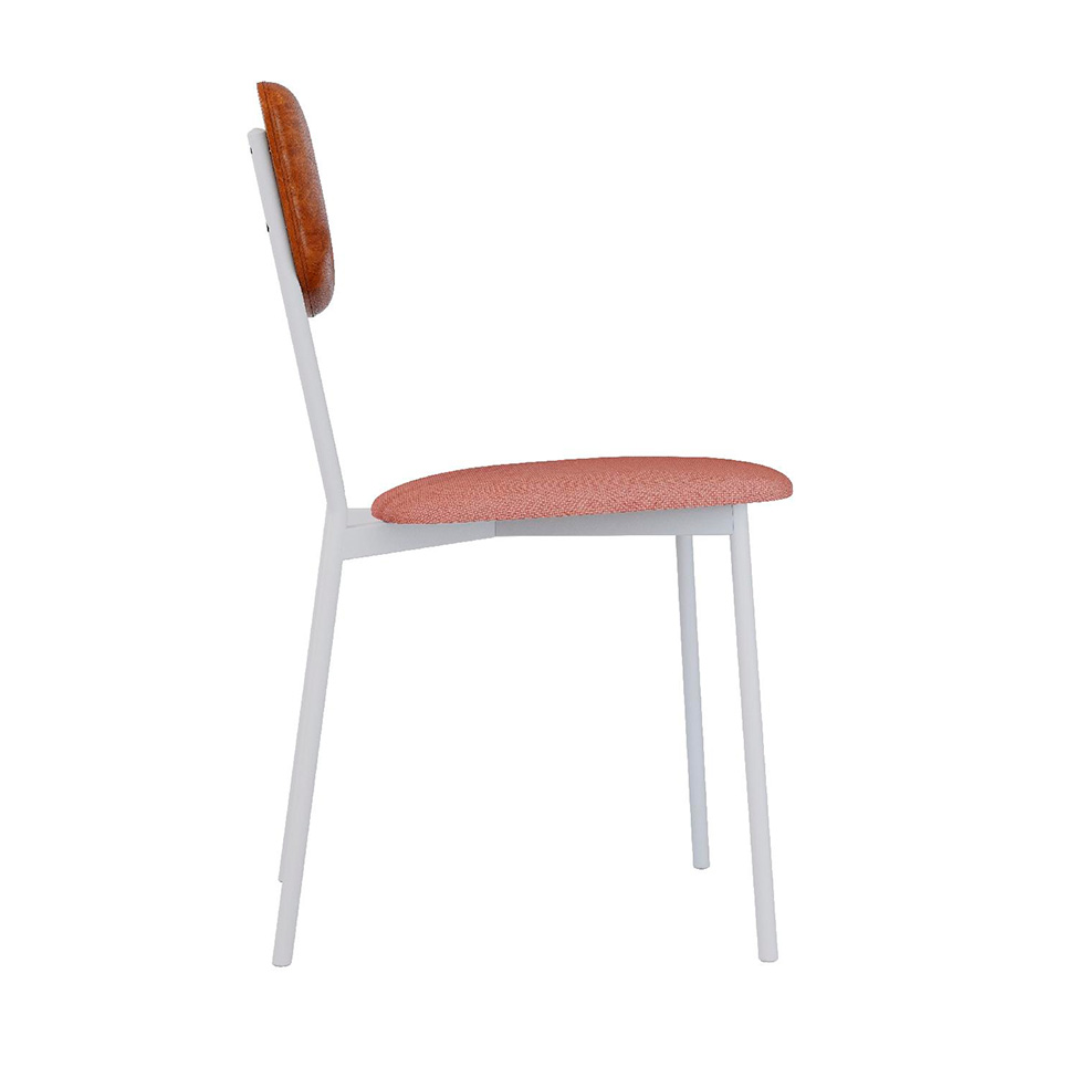 Conjunto com 2 Cadeiras Retrô Poliéster Rosa e Caramelo com Branco