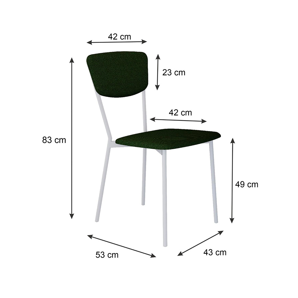 Conjunto com 2 Cadeiras Retrô Poliéster Verde Musgo e Branco