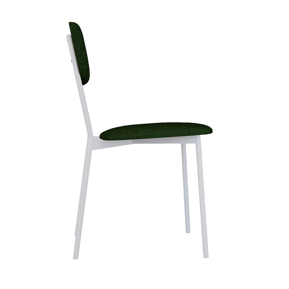 Conjunto com 2 Cadeiras Retrô Poliéster Verde Musgo e Branco