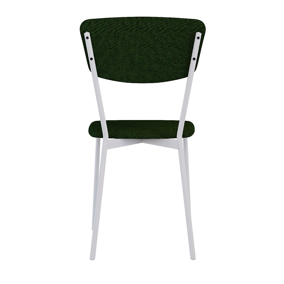 Conjunto com 2 Cadeiras Retrô Poliéster Verde Musgo e Branco