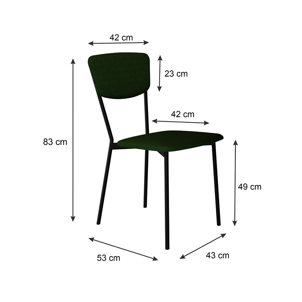Conjunto com 2 Cadeiras Retrô Poliéster Verde Musgo e Preto