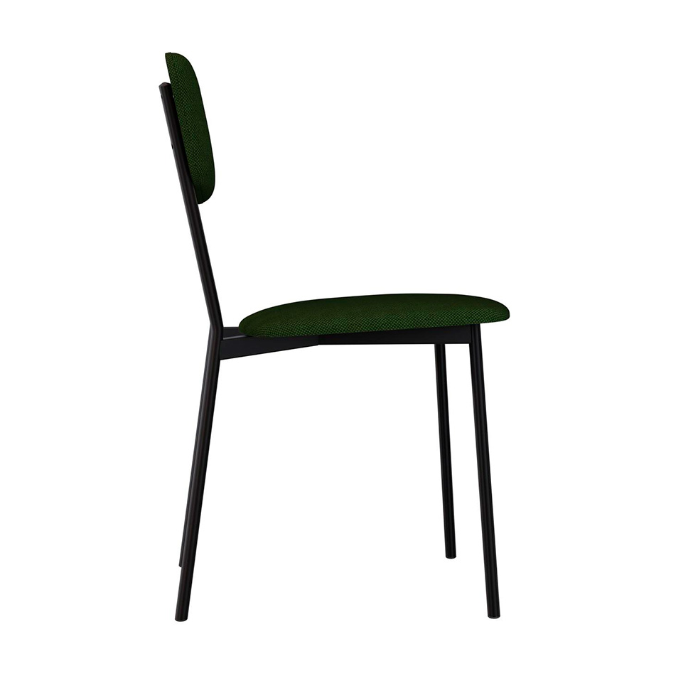 Conjunto com 2 Cadeiras Retrô Poliéster Verde Musgo e Preto