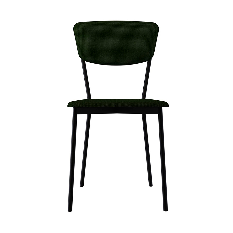 Conjunto com 2 Cadeiras Retrô Poliéster Verde Musgo e Preto