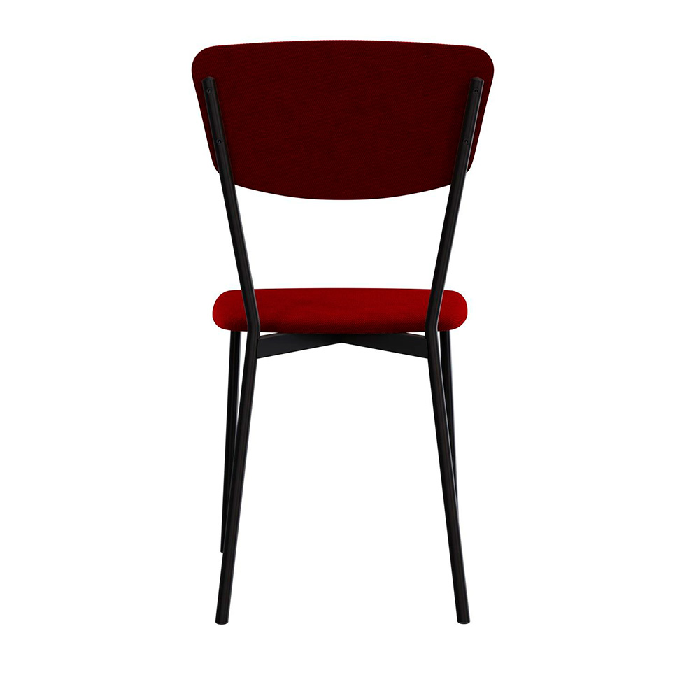 Conjunto com 2 Cadeiras Retrô Poliéster Vermelho e Preto