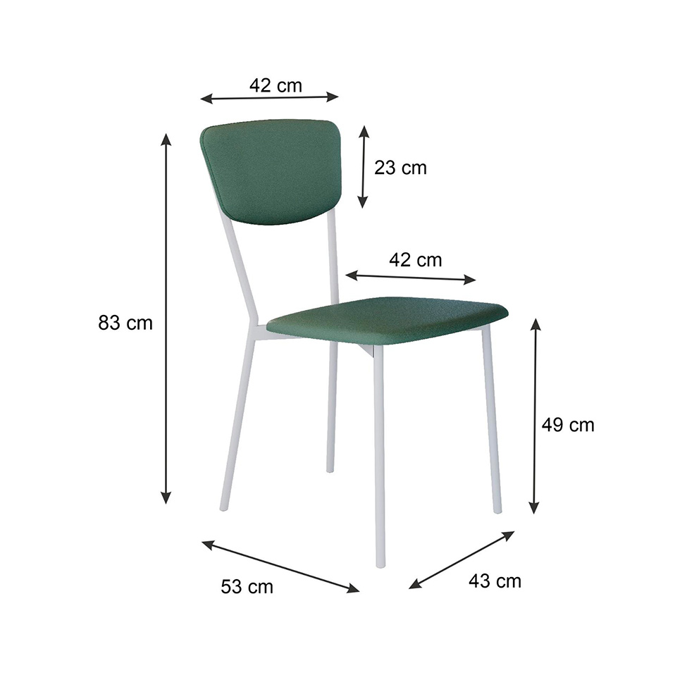 Conjunto com 2 Cadeiras Retrô Revestimento Sintético Verde e Branco