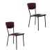 Conjunto com 2 Cadeiras Retrô Revestivemento Sintético Café e Preto