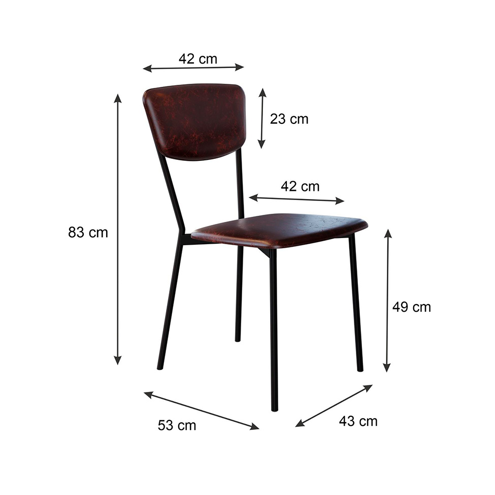 Conjunto com 2 Cadeiras Retrô Revestivemento Sintético Café e Preto