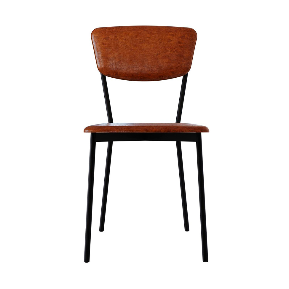 Conjunto com 2 Cadeiras Retrô Revestivemento Sintético Caramelo e Preto