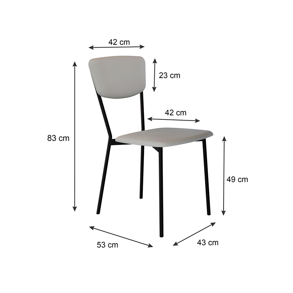 Conjunto com 2 Cadeiras Retrô Revestivemento Sintético Cinza Claro e Preto