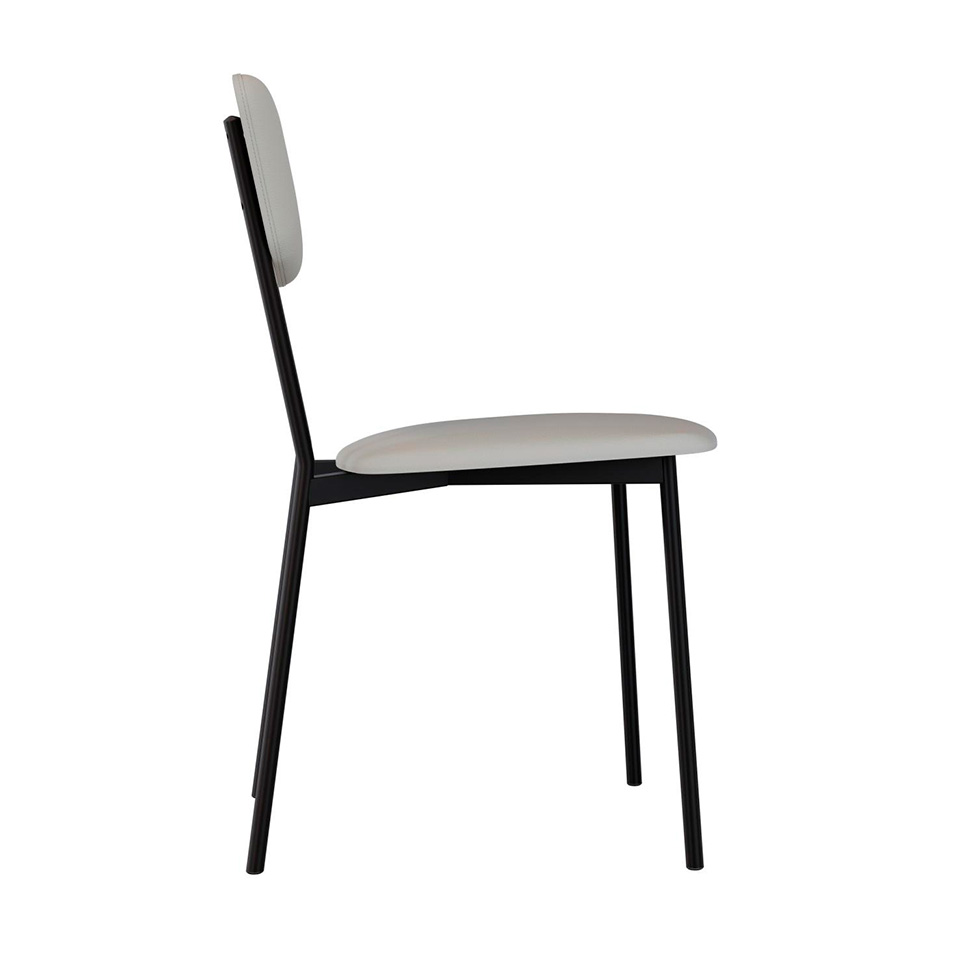 Conjunto com 2 Cadeiras Retrô Revestivemento Sintético Cinza Claro e Preto