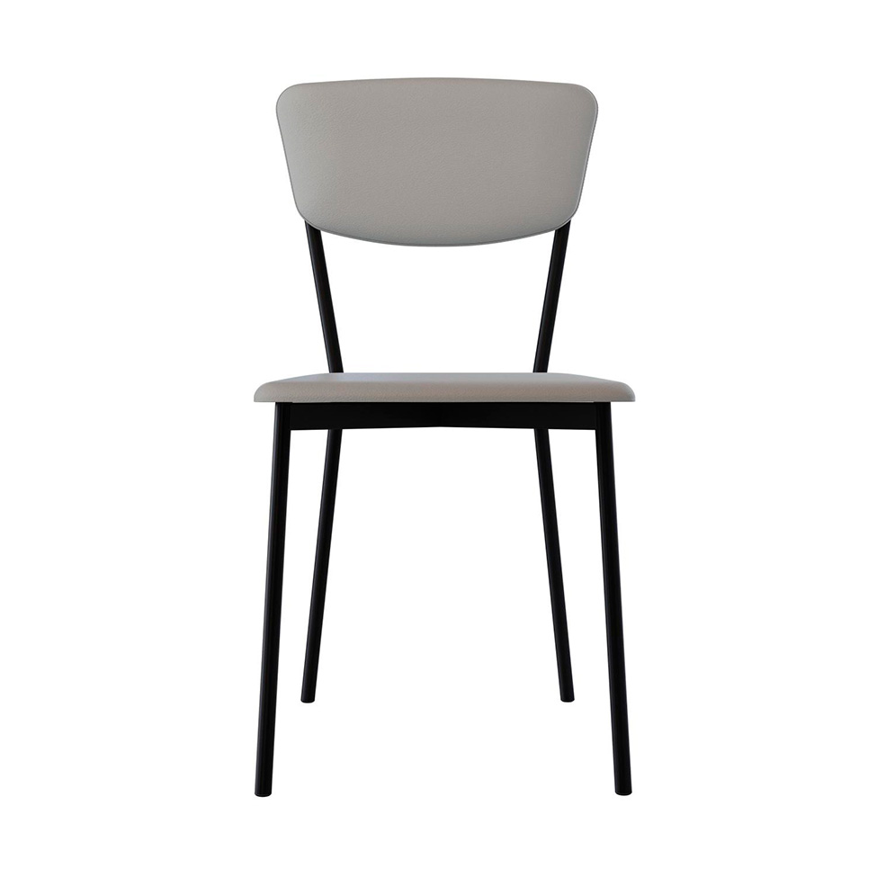 Conjunto com 2 Cadeiras Retrô Revestivemento Sintético Cinza Claro e Preto