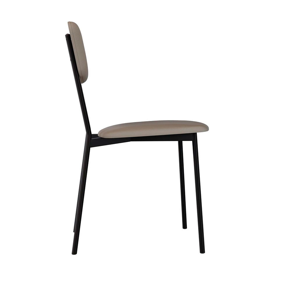 Conjunto com 2 Cadeiras Retrô Revestivemento Sintético Cinza e Preto