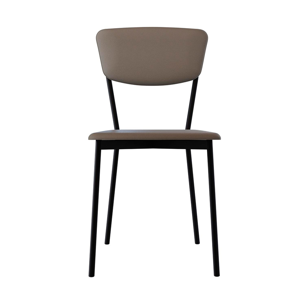 Conjunto com 2 Cadeiras Retrô Revestivemento Sintético Cinza e Preto