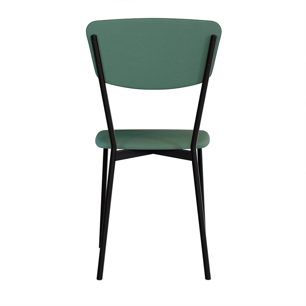 Conjunto com 2 Cadeiras Retrô Revestivemento Sintético Verde e Preto