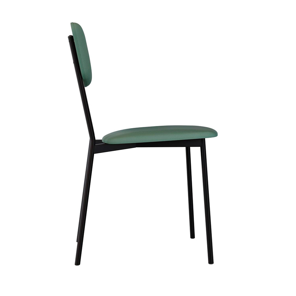 Conjunto com 2 Cadeiras Retrô Revestivemento Sintético Verde e Preto