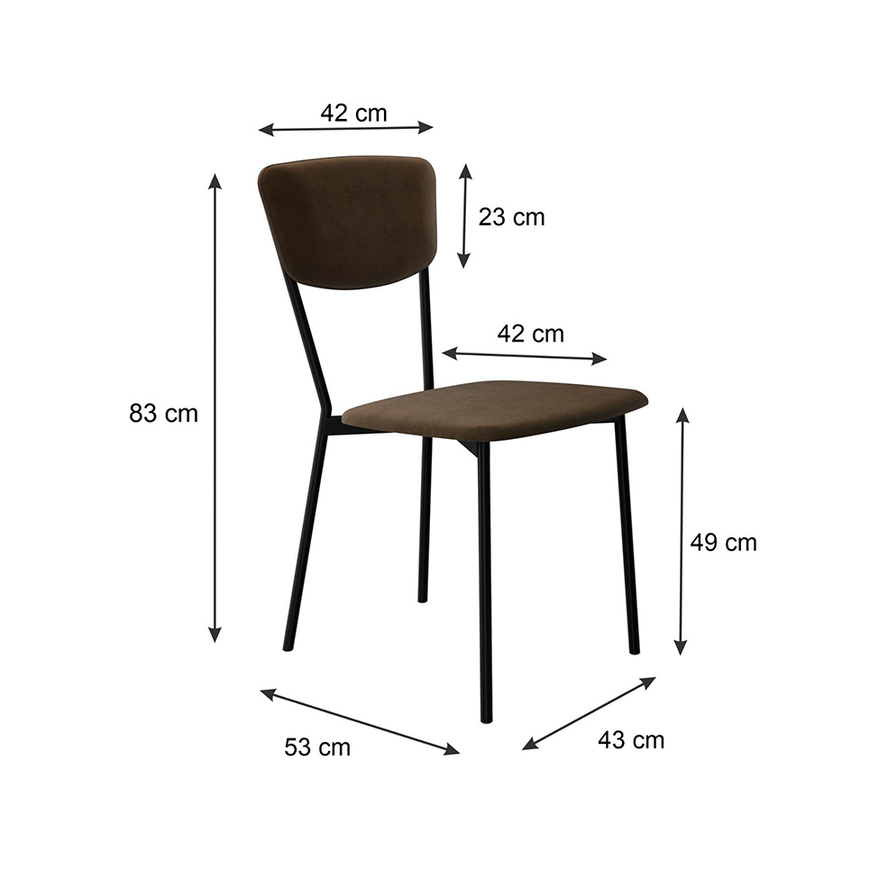 Conjunto com 2 Cadeiras Retrô Veludo Marrom e Preto