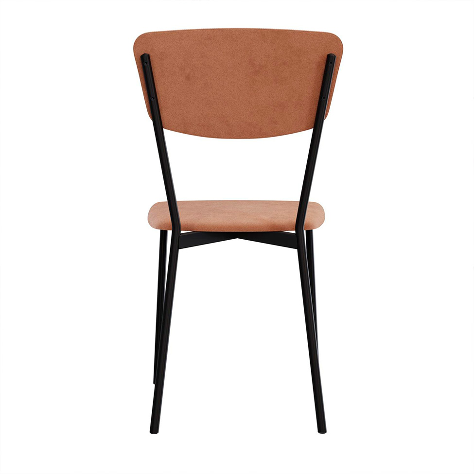 Conjunto com 2 Cadeiras Retrô Veludo Nude e Preto