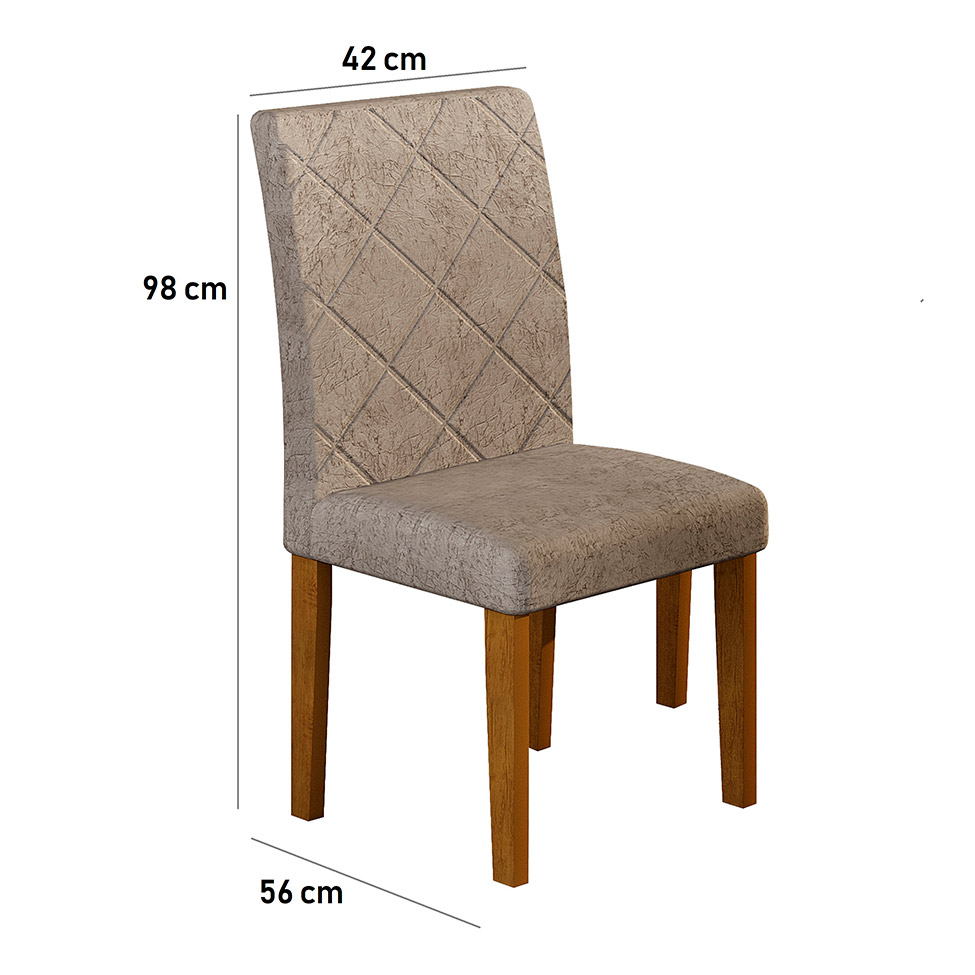 Conjunto com 2 Cadeiras de Jantar Ane Suede Amassado Imbuia