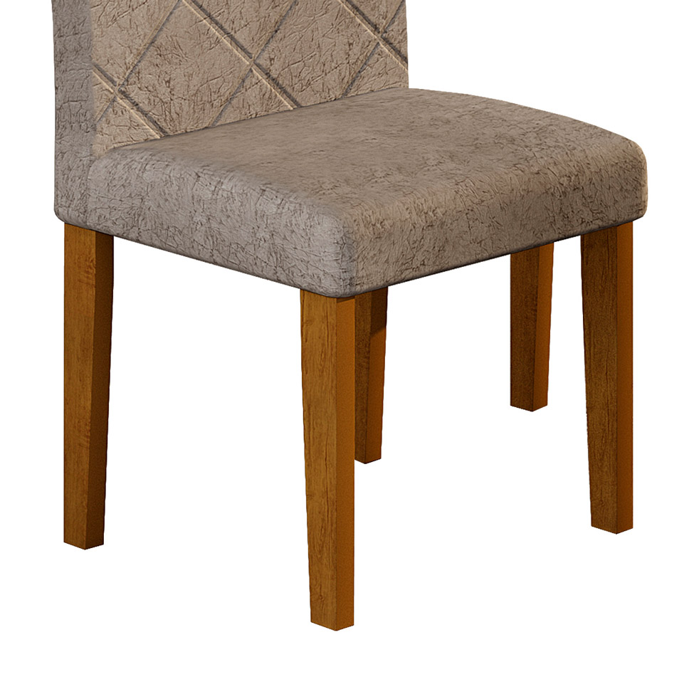 Conjunto com 2 Cadeiras de Jantar Ane Suede Amassado Imbuia