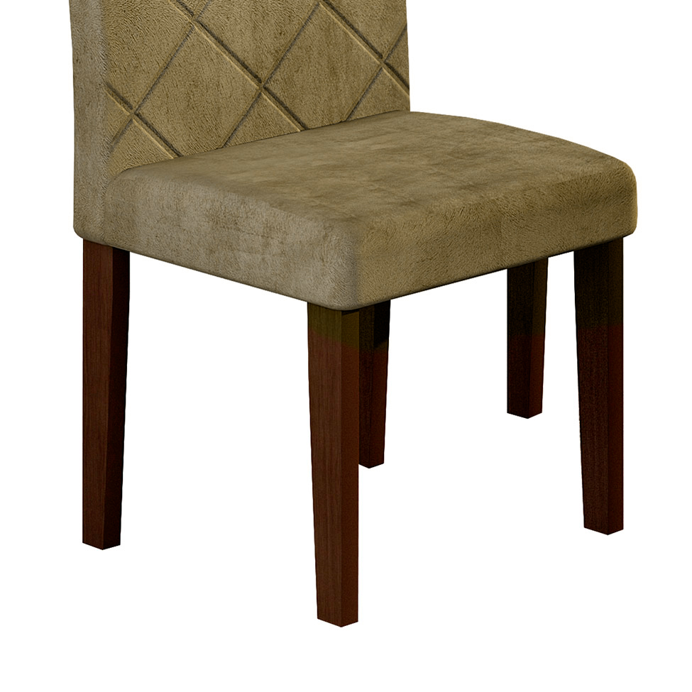 Conjunto com 2 Cadeiras de Jantar Ane Suede Animalle Castor
