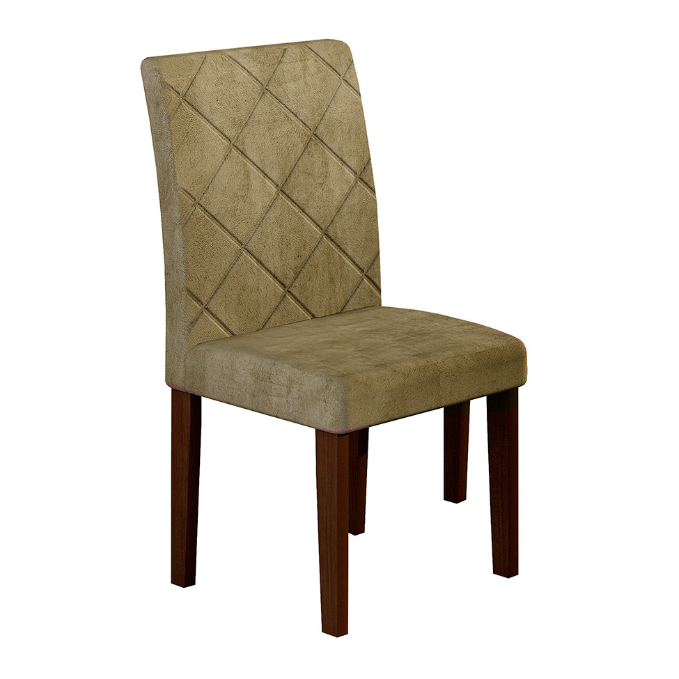 Conjunto com 2 Cadeiras de Jantar Ane Suede Animalle Castor