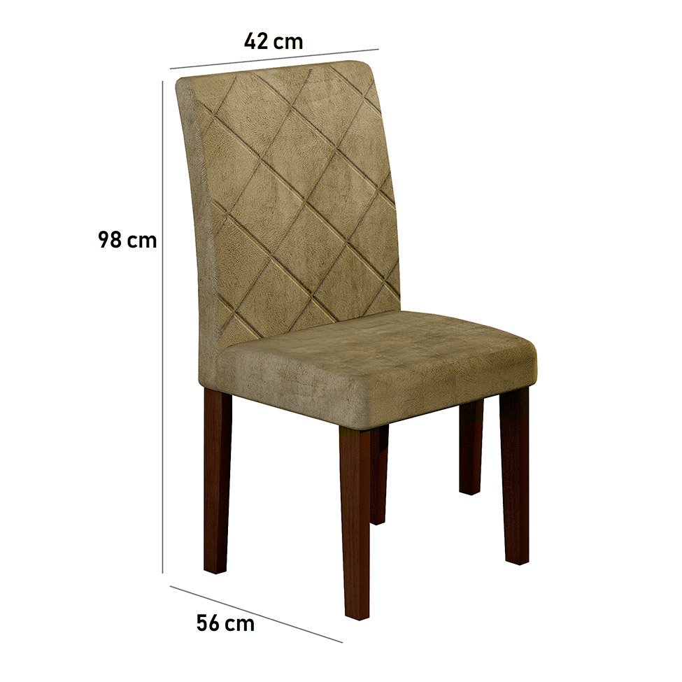 Conjunto com 2 Cadeiras de Jantar Ane Suede Animalle Castor