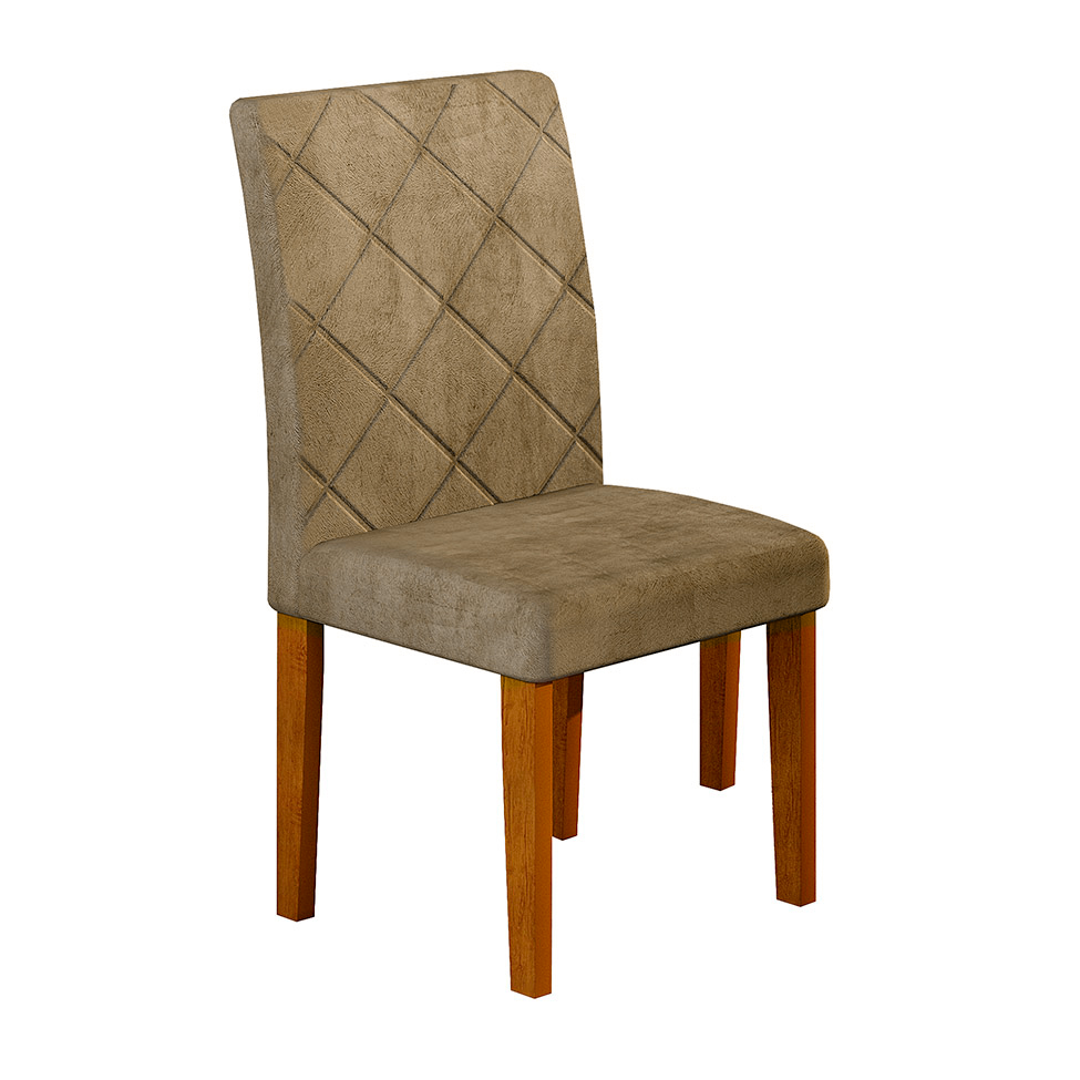 Conjunto com 2 Cadeiras de Jantar Ane Suede Animalle Imbuia