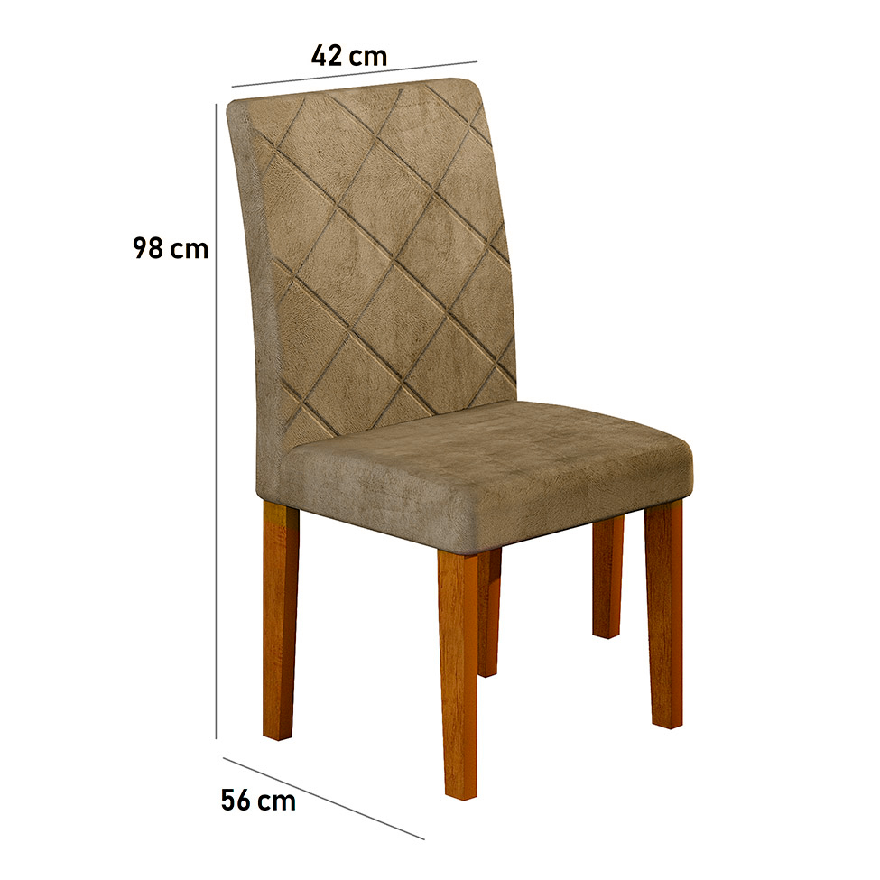 Conjunto com 2 Cadeiras de Jantar Ane Suede Animalle Imbuia