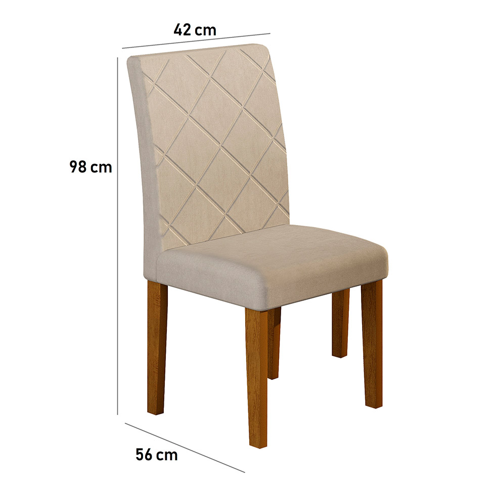 Conjunto com 2 Cadeiras de Jantar Ane Veludo Imbuia