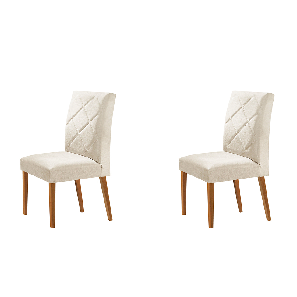 Conjunto com 2 Cadeiras de Jantar Aurora Bege